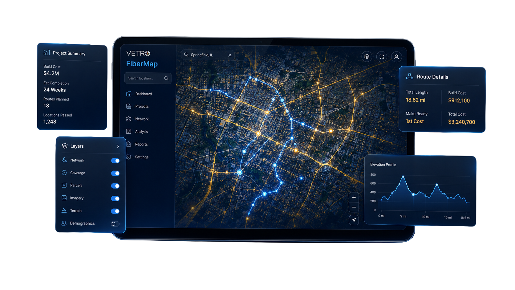 VETRO FiberMap dashboard